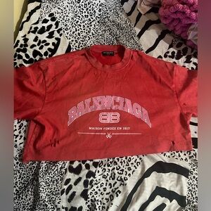 Red and pink Balenciaga crop shirt